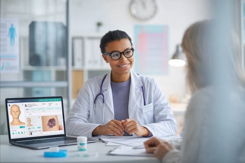 Consulting through teledermatology in the office