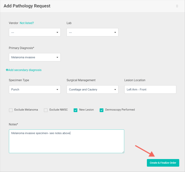 2. Add Pathology Request