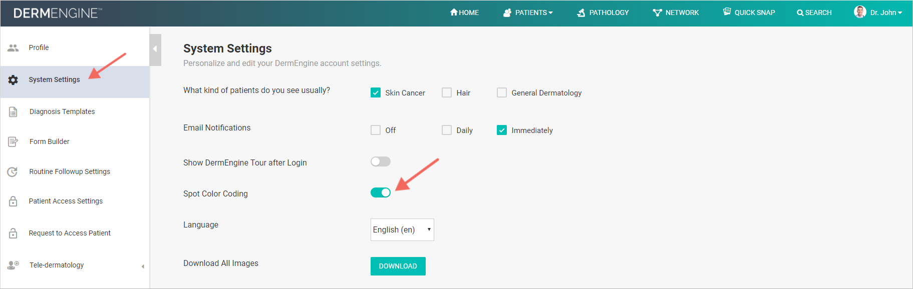 3. System Settings Color Coding