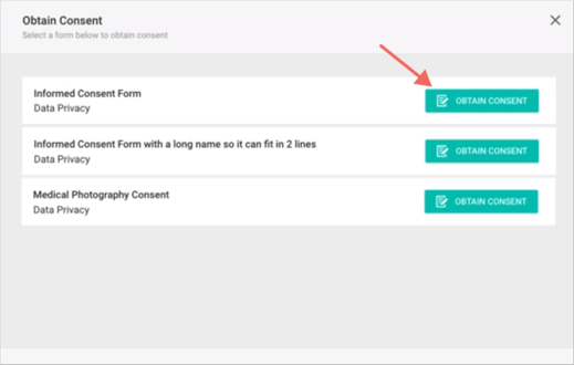 Adding and selecting consent forms