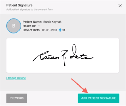 Confirm Patient Signature on DermEngine Web Platform