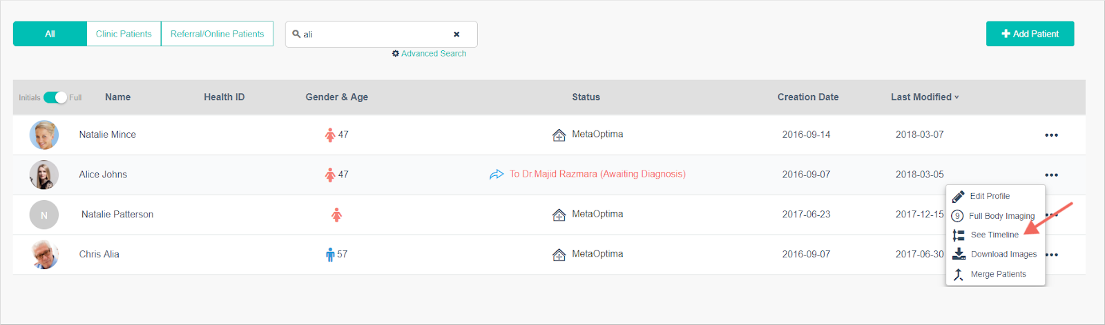 patients list