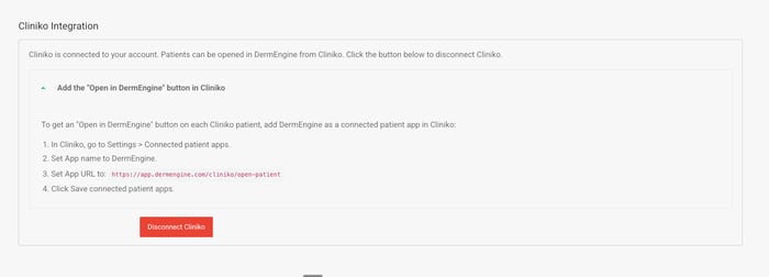 DE-Cliniko-settings-connected